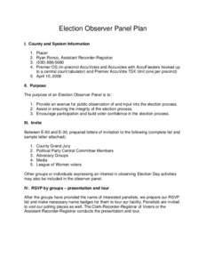 Election Observer Panel Plan I. County and System Information[removed].