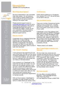 Newsletter October 2013 by Doug Meuross  New Help Desk System