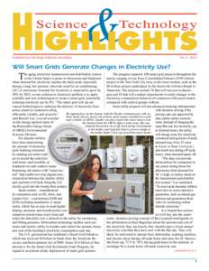 Published by Oak Ridge National Laboratory	  No[removed]Will Smart Grids Generate Changes in Electricity Use?