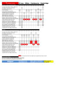 1 (including 3, 6 and 9)  St Ives - Hilton - Cambourne - Cambridge Mondays to Fridays except Public Holidays Hun ngdonshire Regional College, California Rd