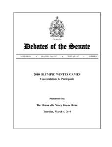 CANADA  Debates of the Senate 3rd SESSION  .