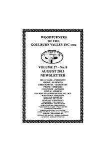 WOODTURNERS OF THE GOULBURN VALLEY INC 3352K VOLUME 27 – No. 8
