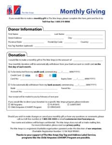 Print Form  Monthly Giving The War Amps