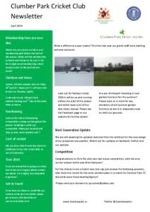 Clumber Park Cricket Club Newsletter April 2014 Membership fees are now due