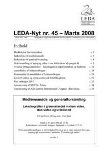 L E DA L E K S I K O G R AFE R I DANMARK LEDA-Nyt nr. 45 – Marts 2008 ISSN
