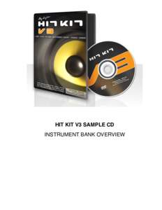 HIT KIT V3 SAMPLE CD INSTRUMENT BANK OVERVIEW Each bank contains up to 61 WAV sounds. 4,000+ samples in total. 273 instrument banks in total.  Folder