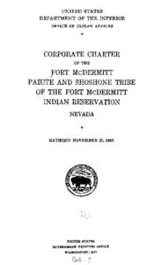 Corporate Charter of the Fort McDermitt Paiute and Shoshone Tribe of the Fort McDermitt Indian Reservation