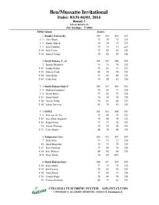 Beu/Mussatto Invitational Dates: [removed], 2014 Round: 3 FINAL RESULTS  Par-Yardage: [removed]