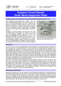 Fact Sheet: Kyasanur Forest Disease, Omsk Hämorrhagisches Fieber