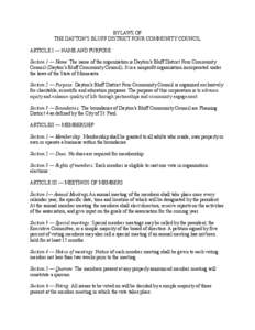 BYLAWS OF THE DAYTON’S BLUFF DISTRICT FOUR COMMUNITY COUNCIL ARTICLE I — NAME AND PURPOSE