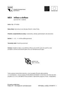 M59 Inflace a deflace (pracovní list - student) Autor: Mgr. Jiří Kadlec  Název školy: Gymnázium Jana Nerudy, škola hl. města Prahy