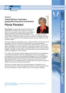 Biography  United Nations Volunteers programme Executive Coordinator  Flavia Pansieri