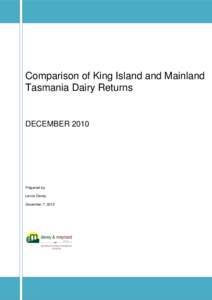 Comparison of King Island and Mainland Tasmania Dairy Returns DECEMBER[removed]Prepared by: