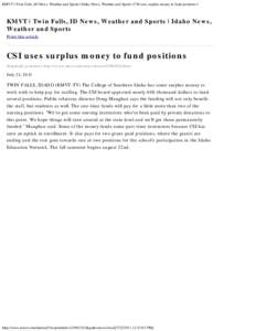 KMVT | Twin Falls, ID News, Weather and Sports | Idaho News, Weather and Sports | CSI uses surplus money to fund positions |