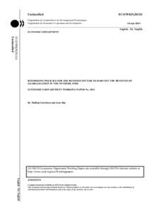 Unclassified  ECO/WKP[removed]Organisation de Coopération et de Développement Économiques Organisation for Economic Co-operation and Development