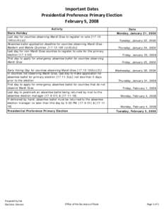 2008 Presidential Preference Primary Administrative Calendar.xls