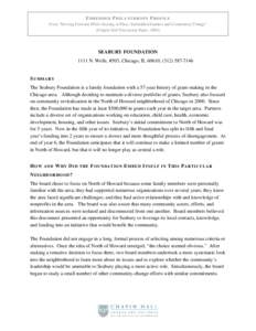 EMBEDDED PHILANTHROPY PROFILE From “Moving Forward While Staying in Place: Embedded Funders and Community Change” (Chapin Hall Discussion Paper, 2004) SEABURY FOUNDATION 1111 N. Wells, #503, Chicago, IL 60610, (312) 