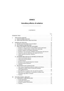 ANNEX Hereditary effects of radiation CONTENTS Page