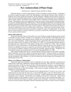 Reprinted from: Perspectives on new crops and new uses[removed]J. Janick (ed.), ASHS Press, Alexandria, VA. New Antimicrobials of Plant Origin Maurice M. Iwu, Angela R. Duncan, and Chris O. Okunji Infectious diseases acco