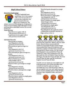 Ed-Co Newsletter April 2014 High School News News from Coach Lange