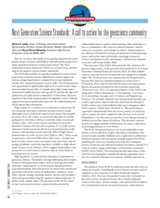 Next Generation Science Standards: A call to action for the geoscience community  GSA TODAY | FEBRUARY 2015 Nicole D. LaDue, Dept. of Geology and Environmental Geosciences, Northern Illinois University, DeKalb, Illinois 