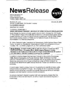 NewsRelease National Aeronautics and Space Administration Langley Research Center Hampton, Virginia[removed]