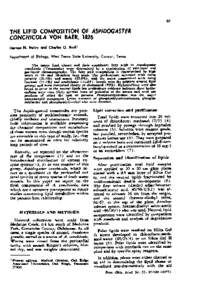 The Lipid Composition of Aspidogaster conchicola von Baer, 1826