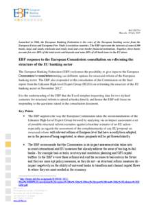 Financial markets / European Banking Federation / Systemic risk / Investment banking / Bank / Hedge fund / Single Euro Payments Area / Operational risk / Proprietary trading / Financial economics / Economics / Finance