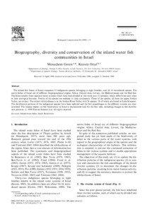 Biological Conservation[removed]±9  Biogeography, diversity and conservation of the inland water ®sh