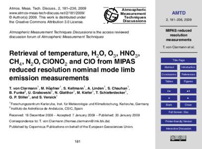 Atmos. Meas. Tech. Discuss., 2, 181–236, 2009 www.atmos-meas-tech-discuss.net/ © Author(sThis work is distributed under the Creative Commons Attribution 3.0 License.  Atmospheric