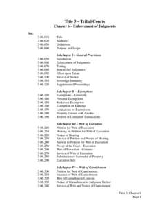 SWINOMISH TRIBAL CODE, Title 3 – Tribal Courts, Chapter 6 - Enforcement of Judgments