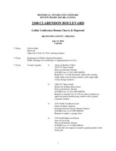 HISTORICAL AFFAIRS AND LANDMARK REVIEW BOARD (HALRB) AGENDA 2100 CLARENDON BOULEVARD Lobby Conference Rooms Cherry & Dogwood ARLINGTON COUNTY, VIRGINIA