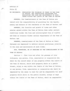 ARTICLE IV Title 2f\N ORDINANCE: REGULATING THE TRIMMING OF TREES IN THE TOWN  OF FELTON, AND PRESCRIBING PROCEDURES FOR