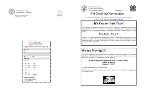 June/July, [removed]STATE HIGHWAY 68 CANTON, NY[removed]U.S. Postage