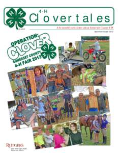 4-H  Clovertales A bi-monthly newsletter about Somerset County 4-H September/October 2013