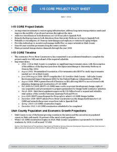     I-15 CORE PROJECT FACT SHEET