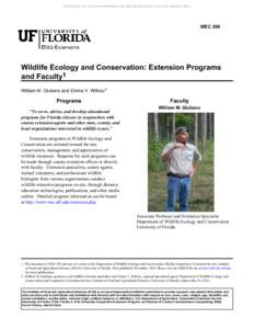 Agriculture in the United States / Rural community development / Florida / Wildlife / Institute of Food and Agricultural Sciences / Cooperative extension service / University of Florida / Conservation biology / Gainesville /  Florida / Alachua County /  Florida / Biology