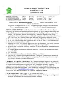 TOWN OF BEAUX ARTS VILLAGE TOWN BULLETIN NOVEMBER 2011 *******************************************************************************************  WABA BOARD MTG.