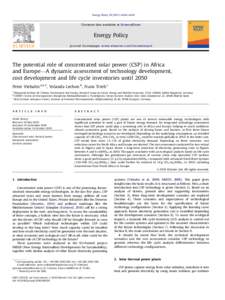 The potential role of concentrated solar power (CSP) in Africa and Europe—A dynamic assessment of technology development, cost development and life cycle inventories until 2050