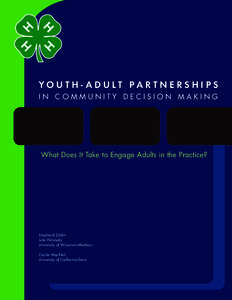 YOUTH- ADULT PARTNERSHIPS IN COMMUNITY DECISION MAKING What Does It Take to Engage Adults in the Practice?  Shepherd Zeldin