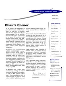 Energy Facility Contractors Group November, 2000 Volume 6, Issue 3 Chair’s Corner