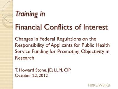 Financial Conflicts of Interest