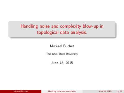 Handling noise and complexity blow-up in topological data analysis. Micka¨el Buchet The Ohio State University  June 18, 2015
