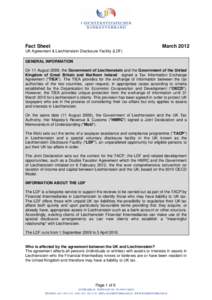 Fact Sheet  March 2012 UK Agreement & Liechtenstein Disclosure Facility (LDF) GENERAL INFORMATION
