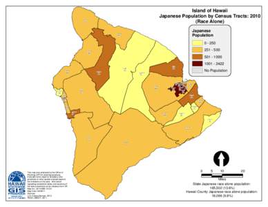 Island of Hawaii Japanese Population by Census Tracts: 2010 (Race Alone) CT[removed]