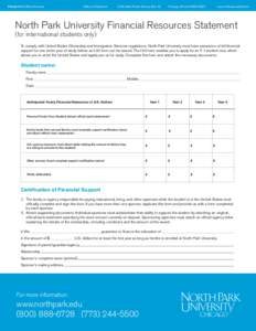 Focus: North Park University	  Office of Admission 3225 West Foster Avenue, Box 19