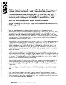 Culture of New York City / Royal Shakespeare Company / Folger Shakespeare Library / Falstaff / William Shakespeare / New York / Brooklyn Academy of Music