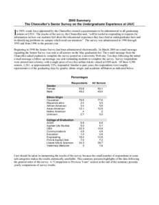 2000 Summary The Chancellor’s Senior Survey on the Undergraduate Experience at UIUC I  n 1989, a task force appointed by the Chancellor created a questionnaire to be administered to all graduating