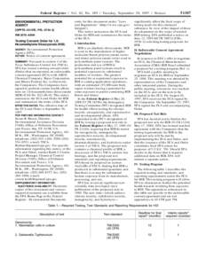 EPA/Testing Consent Order for 1, 6-Hexamenthylene Diisocyanate (HDI)