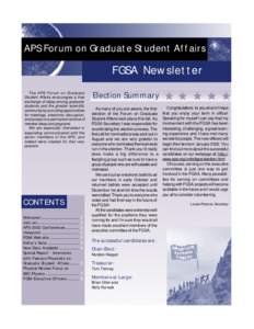 Winter 2001 August 2001 APS Forum on Graduate Student Affairs  FGSA Newsletter